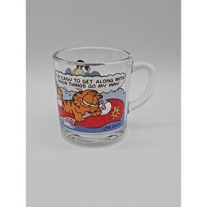 VTG 1978 Garfield Odie McDonalds Clear Glass Coffee Mug Jim Davis Anchor Hocking